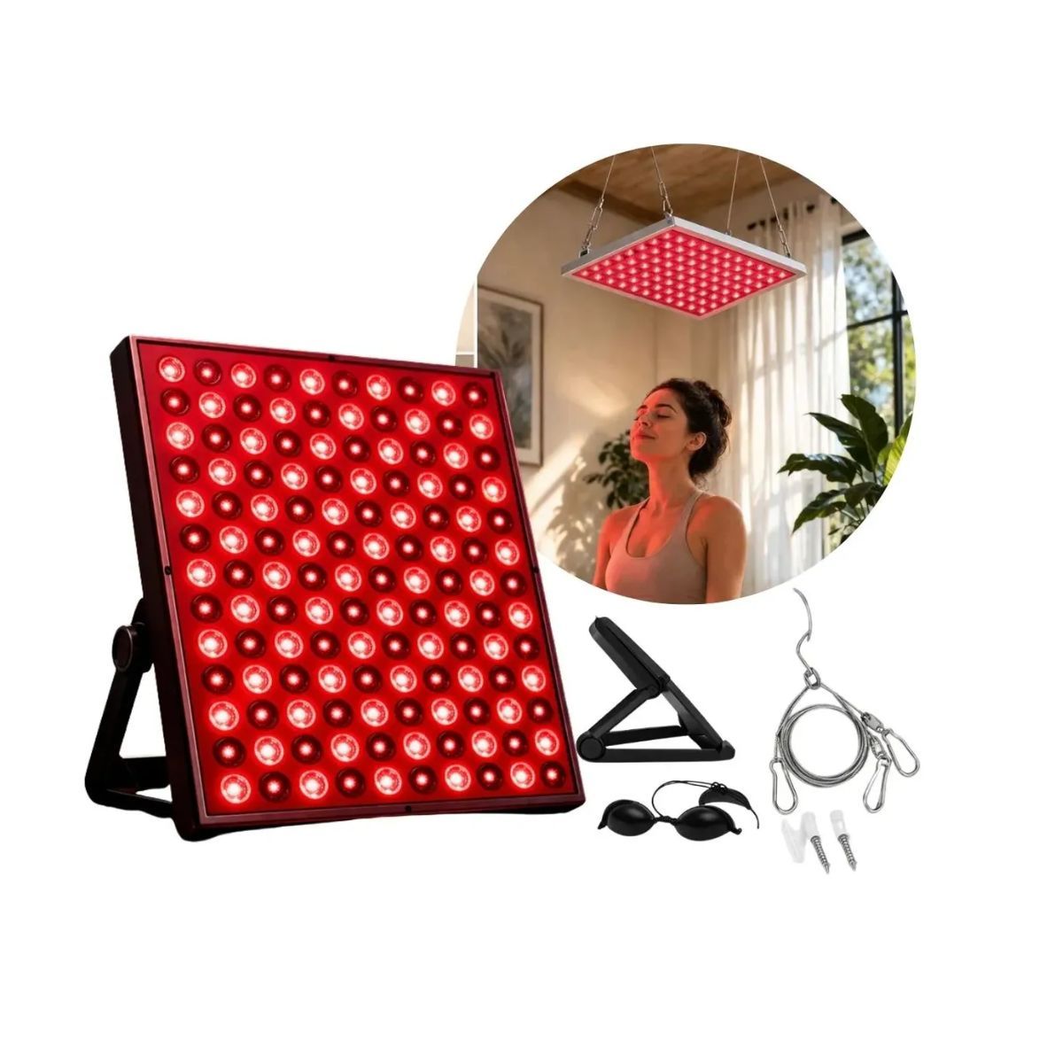 COMPUTECH - Lampara De Fototerapia Led Roja 670 Nanometros Panel Profesional De Fototerapia Led Roja - 144 Leds