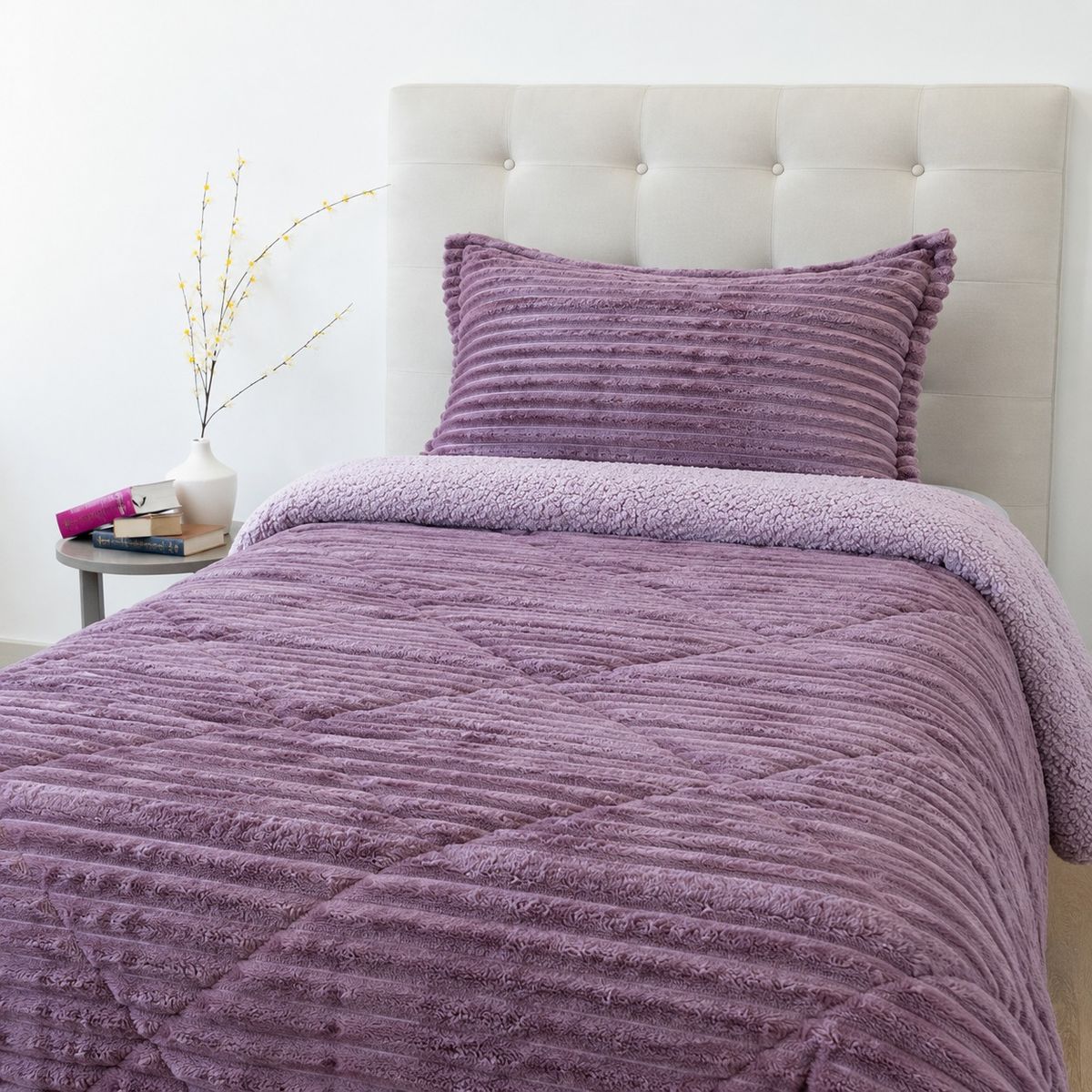 DORAL - CUBRECAMA PLUMON COTELONNI DELUXE CON SHERPA ROSA VIEJO DORAL 1.5 PLAZAS