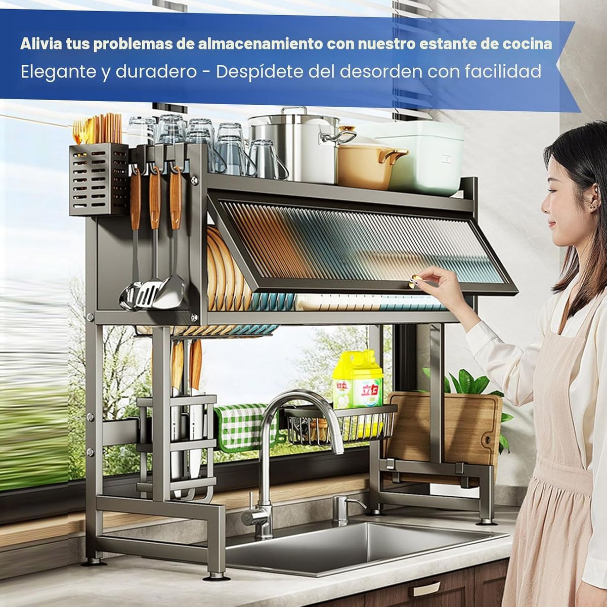 GENERICO - SECAPLATOS Y ORGANIZADOR CON PUERTA Y SOPORTE PARA ACCESORIOS