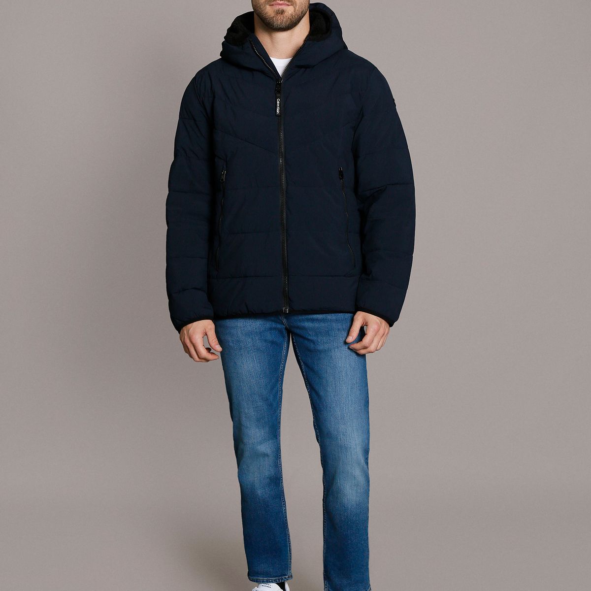 CALVIN KLEIN - Parka con Gorro Stretch Azul Calvin Klein