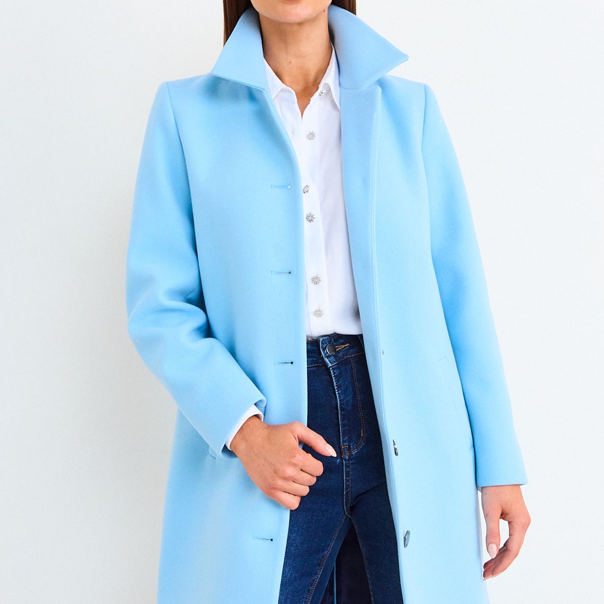 ASH - Chaqueton Largo Mujer Celeste Ash