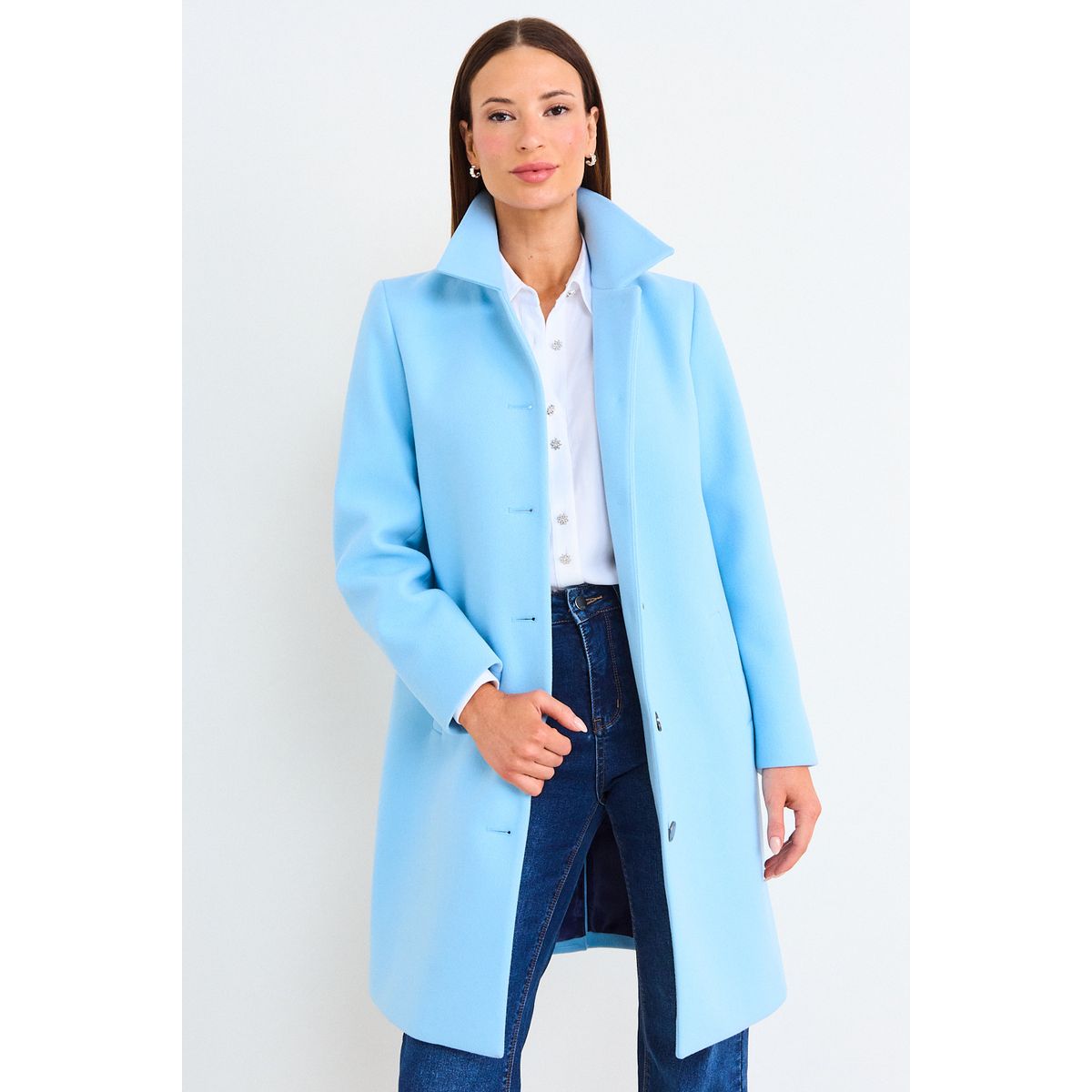 ASH - Chaqueton Largo Mujer Celeste Ash