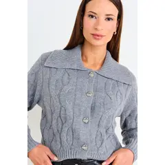 ASH - Cardigan Trenzado Mujer Gris