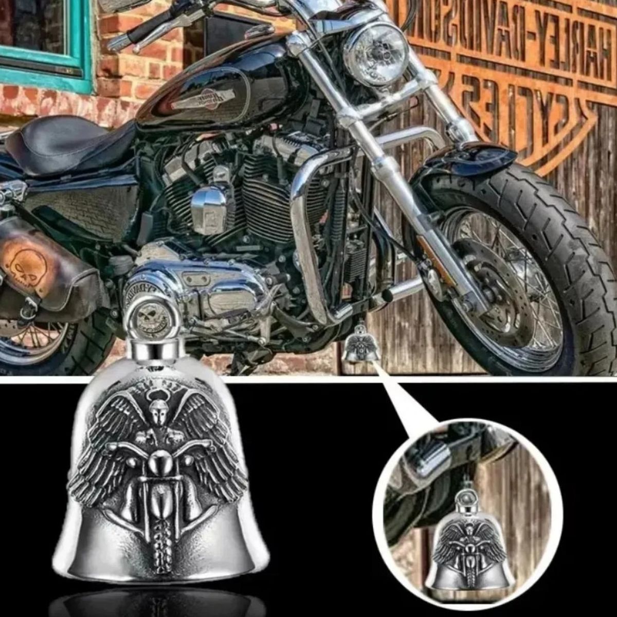 GENERICO - Amuleto diseño de Campana para Moto Biker Guardián Bell Regalo