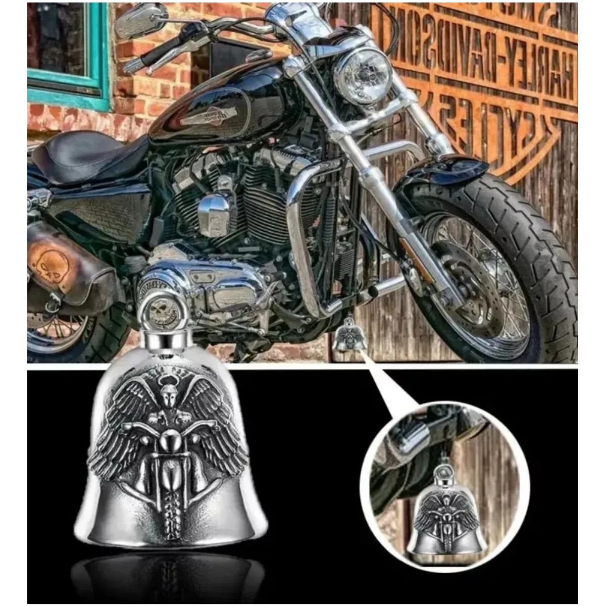 GENERICO - Amuleto diseño de Campana para Moto Biker Guardián Bell Regalo