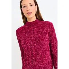 ASH - Sweater Chenille Trenzado Mujer Fucsia