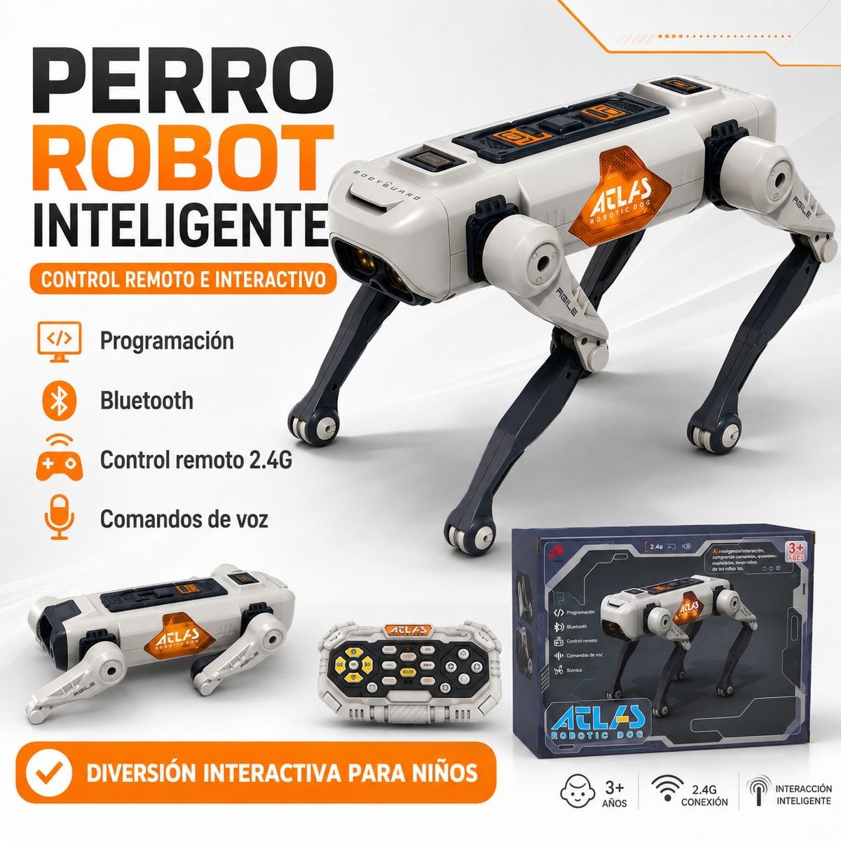 DOPA - Perro Robot Inteligente Atlas Con Control Remoto Y Voz