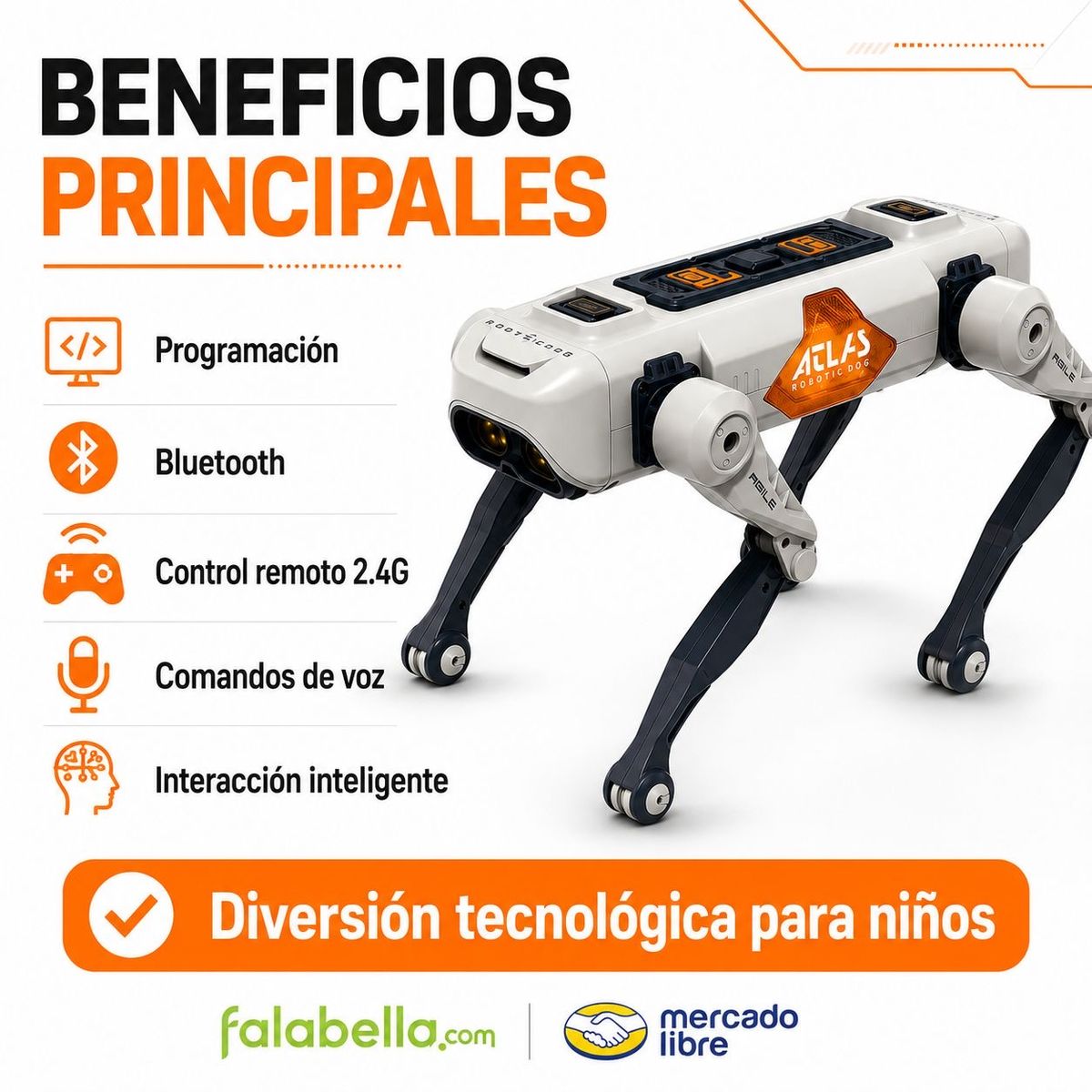 DOPA - Perro Robot Inteligente Atlas Con Control Remoto Y Voz