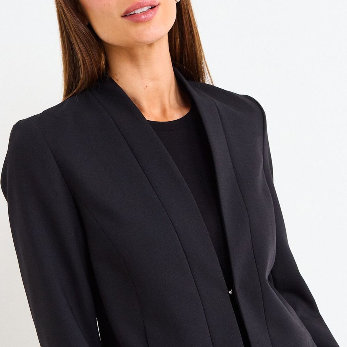 ASH - Blazer Liso Sin Solapa Mujer Negro Ash