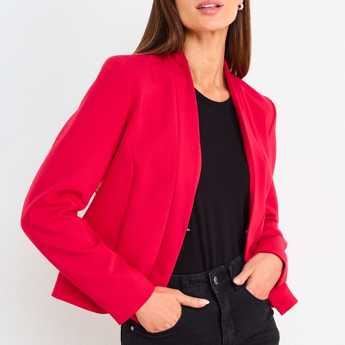 ASH - Blazer Liso Sin Solapa Mujer Rojo Ash