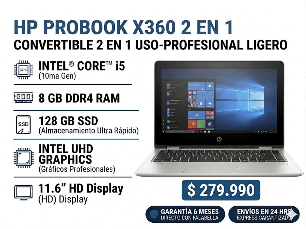 Notebook Reacondicionado 2 en 1 Touch Intel Core i5 10ma Gen 8Gb Ram 128Gb Ssd Garantia 6 Meses