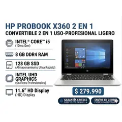 HP - Notebook Reacondicionado Probook X360 2 en 1 Touch Intel Core i5 10ma Gen 8Gb Ram 128Gb Ssd