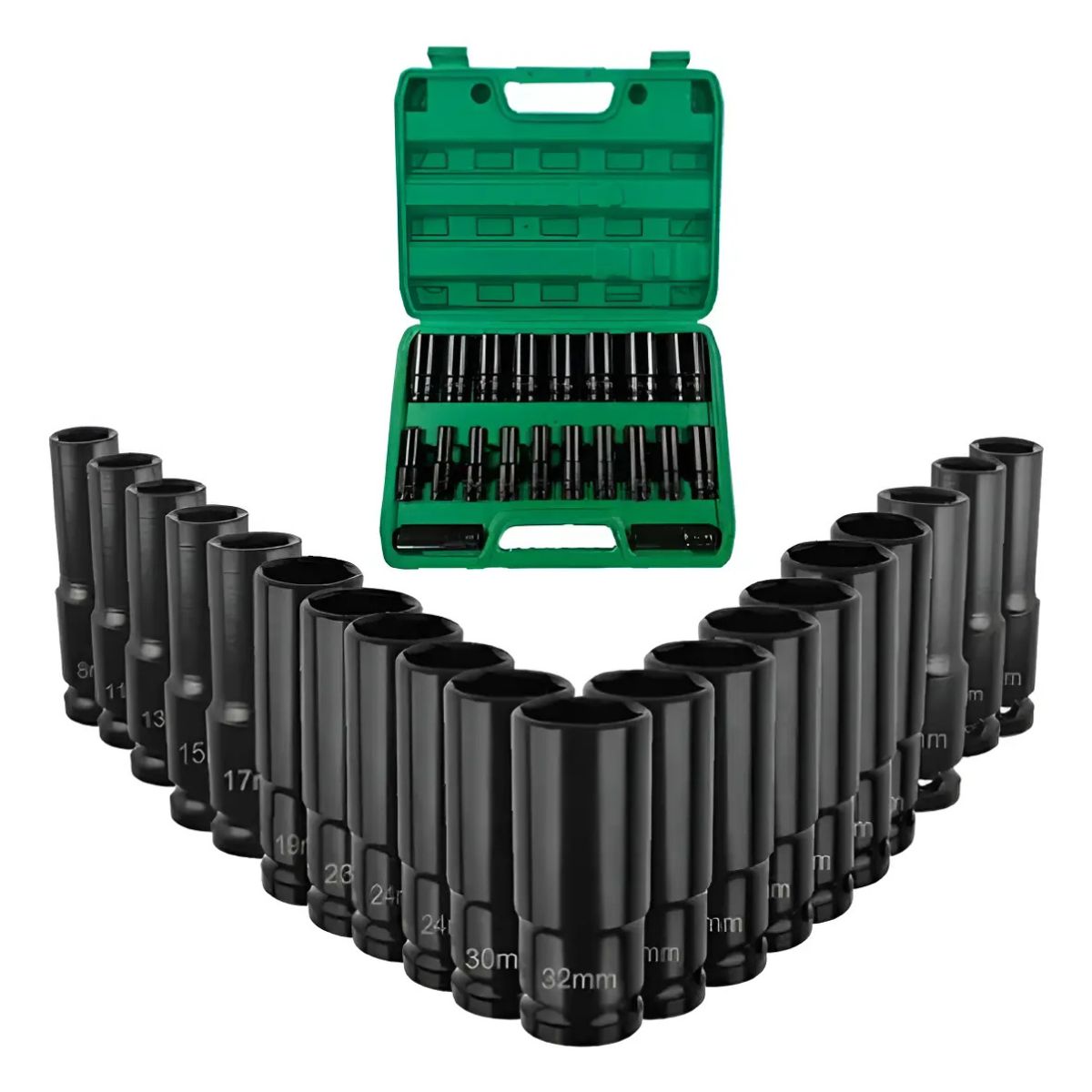 GENERICO - JUEGO DE DADOS Y LLAVES VASO 1/2" 20 PIEZAS MECÁNICA PROFESIONAL NEGRO