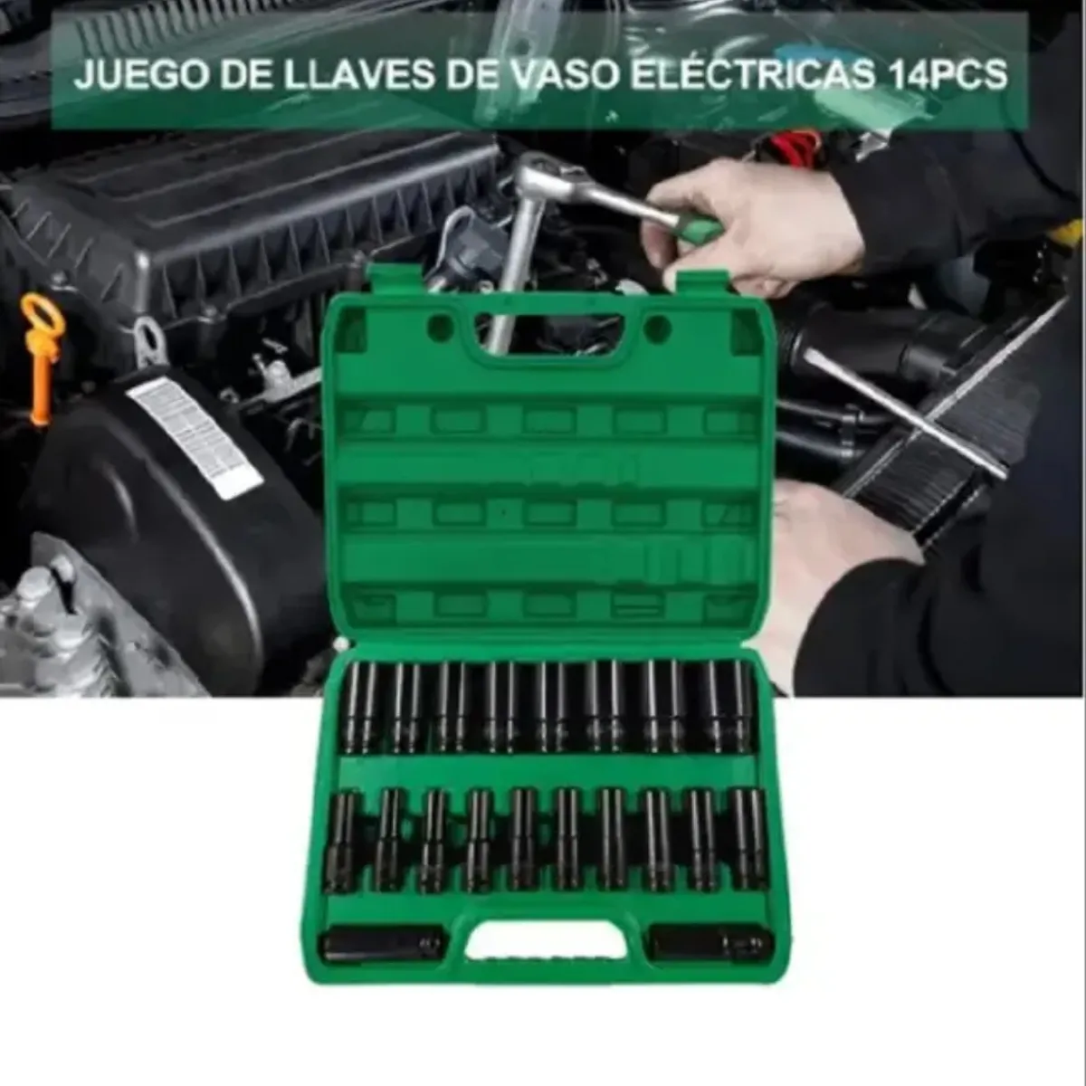 GENERICO - JUEGO DE DADOS Y LLAVES VASO 1/2" 20 PIEZAS MECÁNICA PROFESIONAL NEGRO