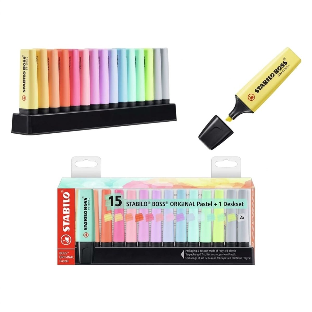 STABILO - Destacador Stabilo Boss Pastel Deskset 15 Colores