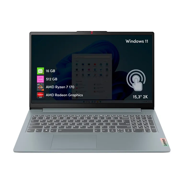 Notebook Ideapad Slim 3 Ryzen 7 16GB 512GB 15.3' 2K Táctil W11