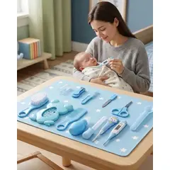 GENERICO - SET DE HIGIENE Y CUIDADO PARA BEBE 13 PIEZAS AZUL