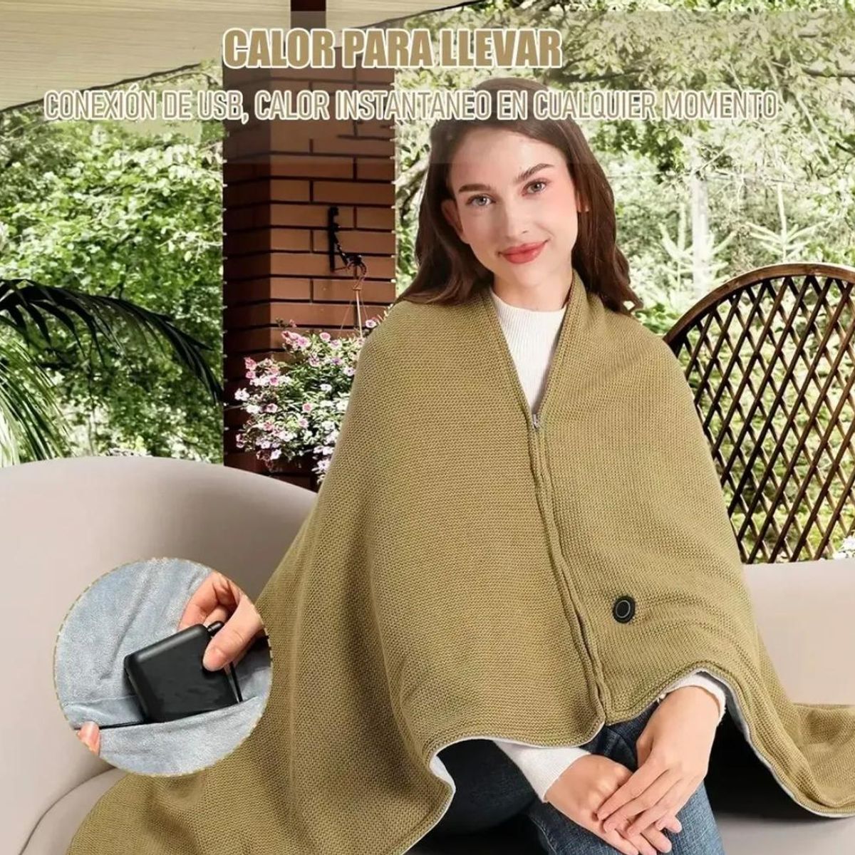 IRM - Manta Térmica USB para invierno tipo chal lavable de 3 niveles de calefacción