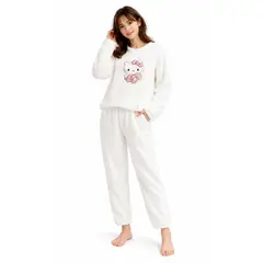 MORLAN - Pijama Mujer Plush Trenzado Invierno Set Calido Gatito