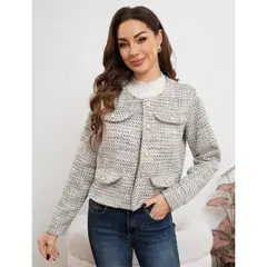 LIKE SHOP - Chaqueta Corta Algodón Mujer Formal Otoño Invierno Bolsillos 7588