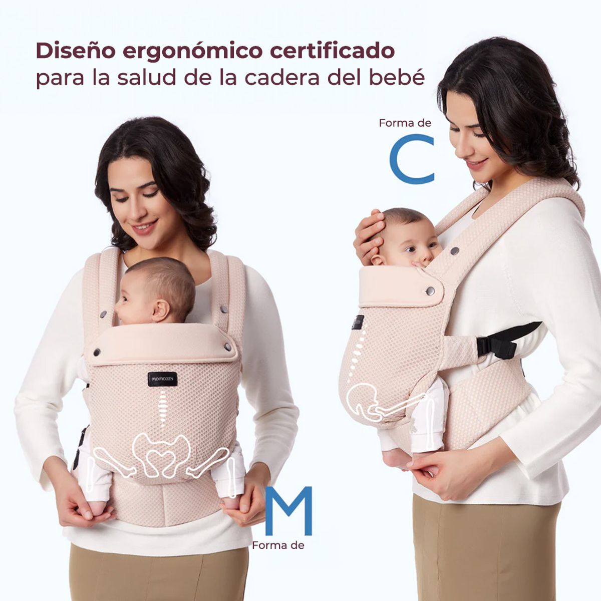MOMCOZY - Portabebes Pure Hug Malla Rosa