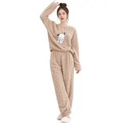 MORLAN - Pijama Mujer Plush Trenzado Invierno Set Calido Pochacco
