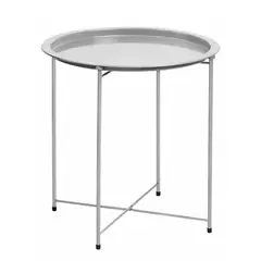 GENERICO - Mesa Lateral Auxiliar Redonda Metal 47x51cm
