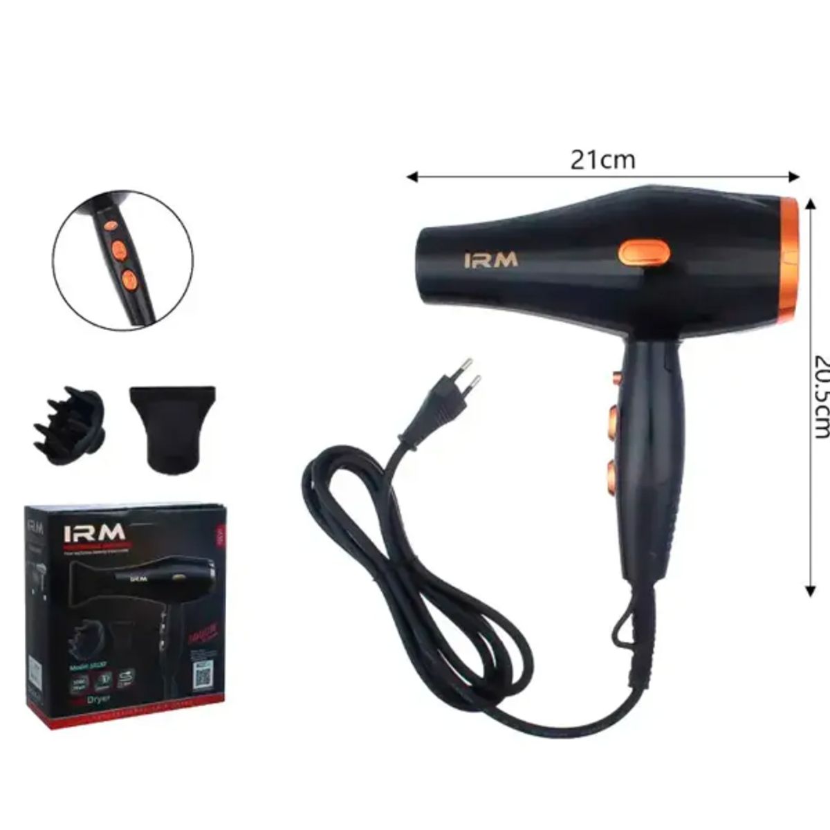 IRM - Secador De Cabello Profesional 5000w Certificado Sec Negro