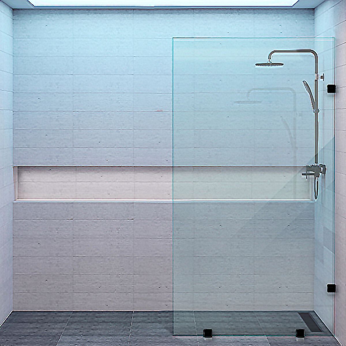 GENERICO - Mampara de ducha Cristal Transparente 8mm 90x190 Negro Mate
