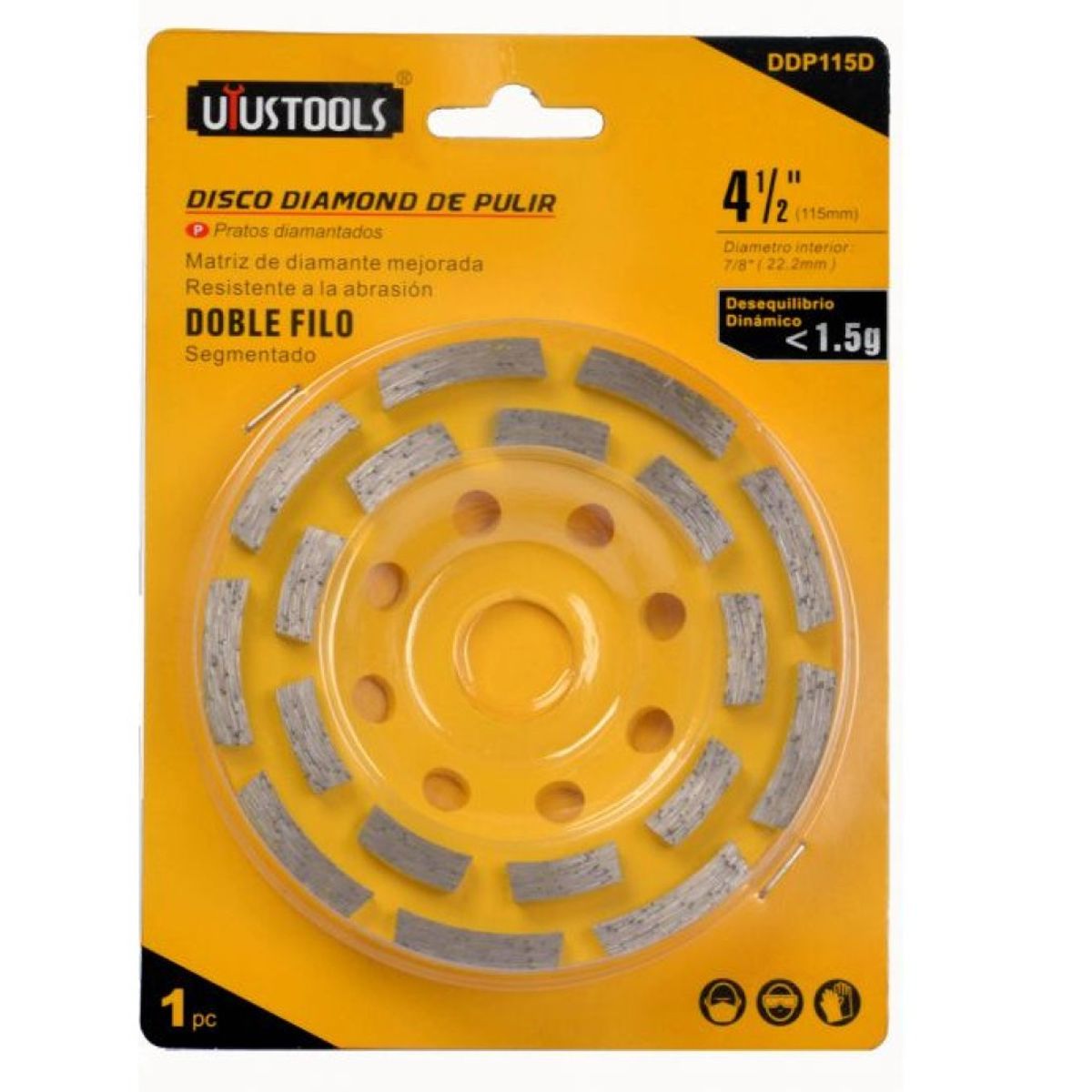 UYUSTOOL - DISCO DIAMANTADO COPA PIEDRA 4 1/2 DOBLE FILO UYUSTOOLS