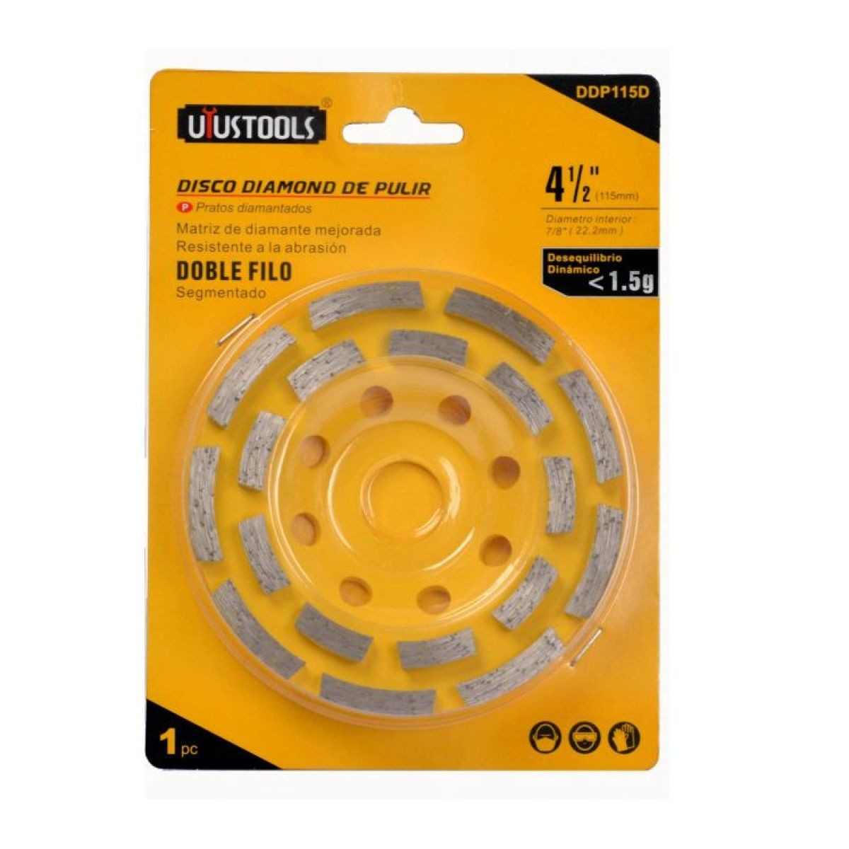UYUSTOOL - DISCO DIAMANTADO COPA PIEDRA 4 1/2 DOBLE FILO UYUSTOOLS