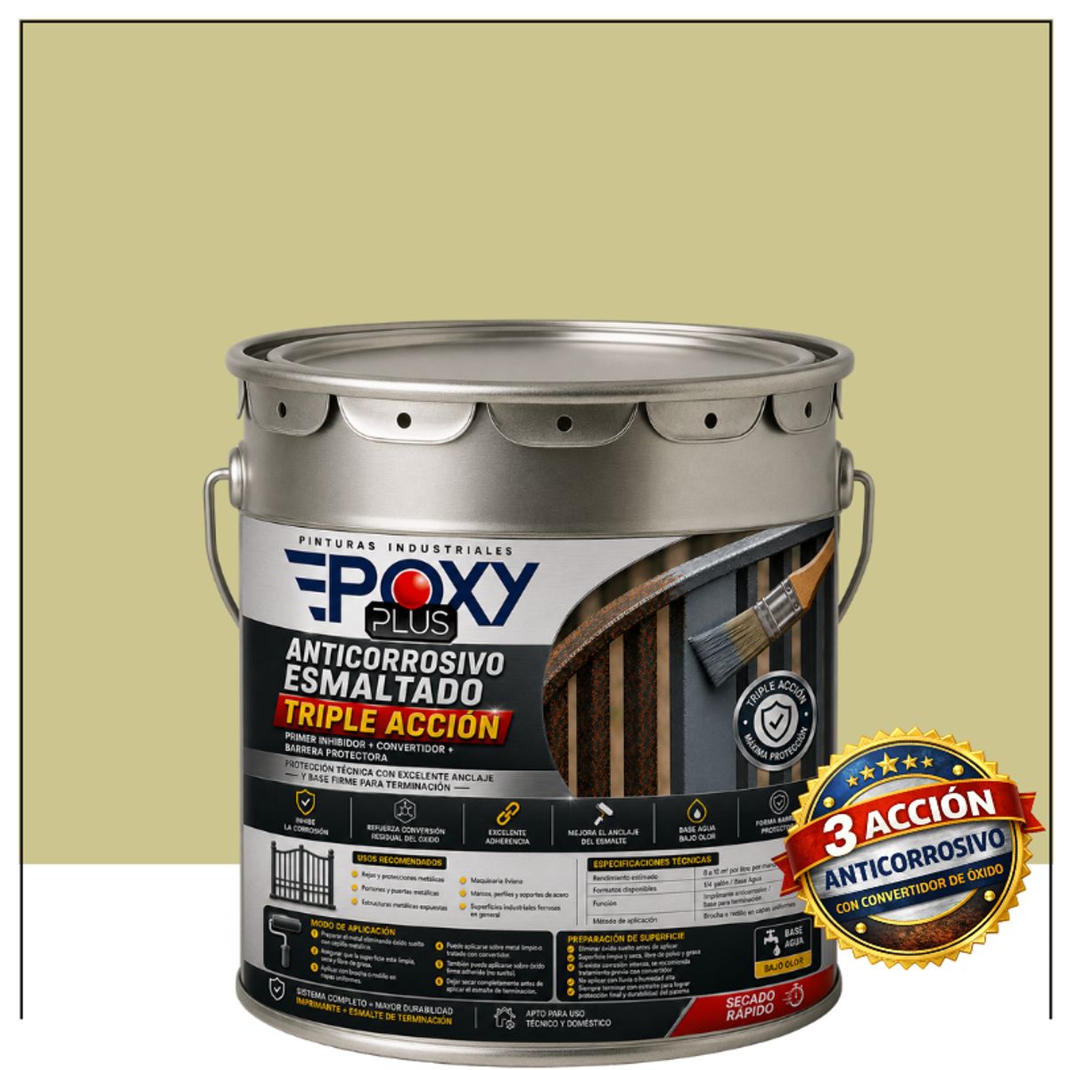 Anticorrosivo Profesional 3 en 1 - Directo sobre Óxido -  TINETA 4G -  Beige verdoso, marca EPOXY - Foto Principal