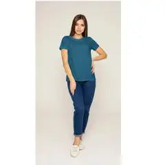LIKE SHOP - Polera Manga Corta Algodón Mujer Cuello Redondo Lisa Basic