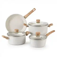 GENERICO - Batería Cocina blanca 10 Piezas Antiadherente
