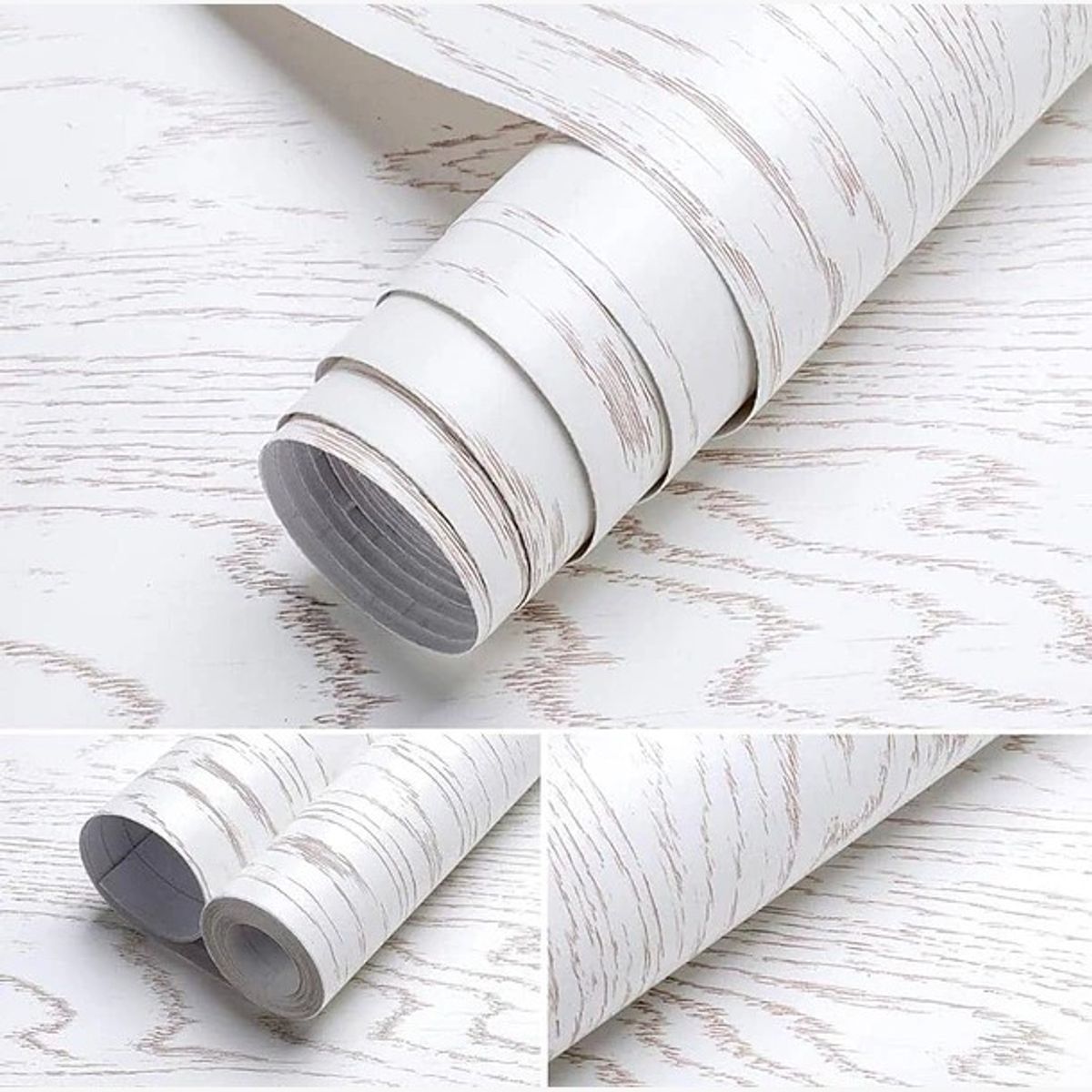 GENERICO - PAPEL MURAL AUTOADHESIVO MADERA ABEDUL VETA BURDEO – PACK 3 ROLLOS 18m2