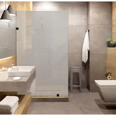 GENERICO - Mampara de ducha Cristal Empavonado 8mm 80x190 Negro Mate