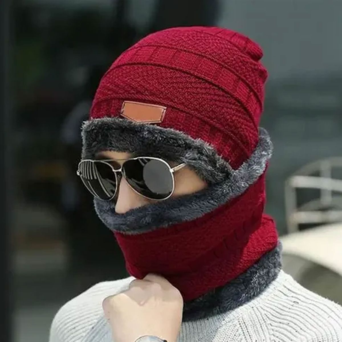 LIKE SHOP - Set Gorro y Cuello Térmico Adulto  Protección Contra el Frío Azul