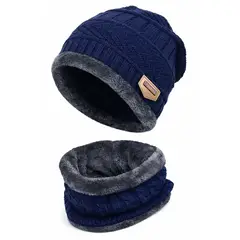 LIKE SHOP - Set Gorro y Cuello Térmico Adulto Protección Contra el Frío Azul
