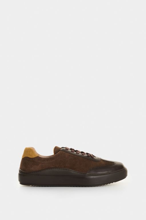 Vélez Zapatilla Tenis Clima Cuero Hombre Efecto Escribiente Café
