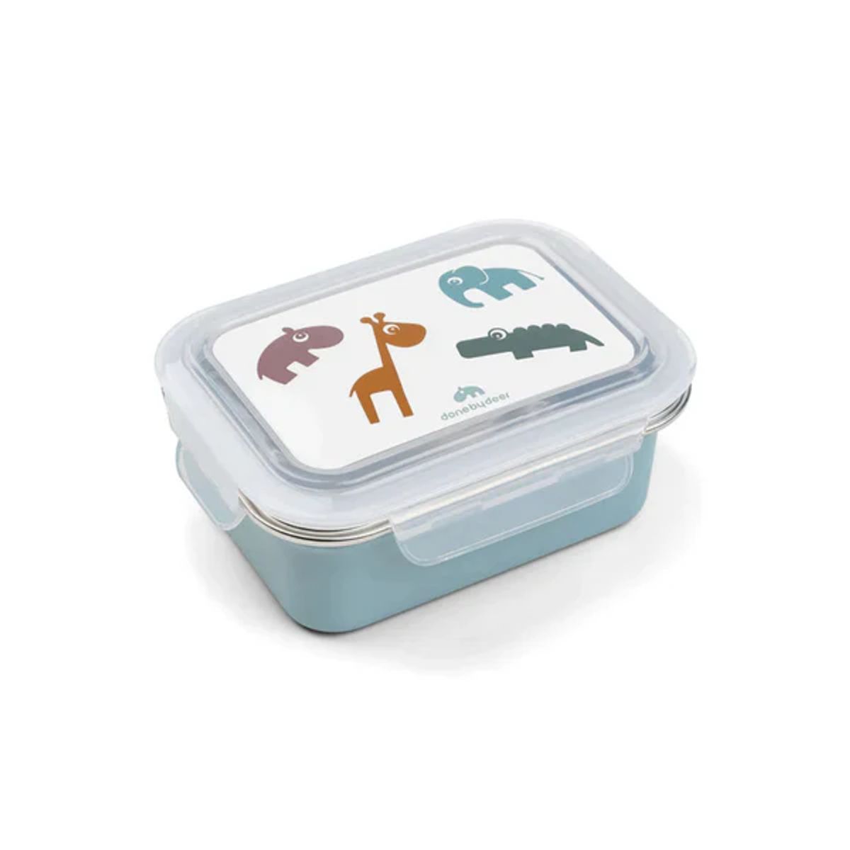 DONE BY DEAR - Caja de Metal para Almuerzo Deer Friends - Azul - Done by deer