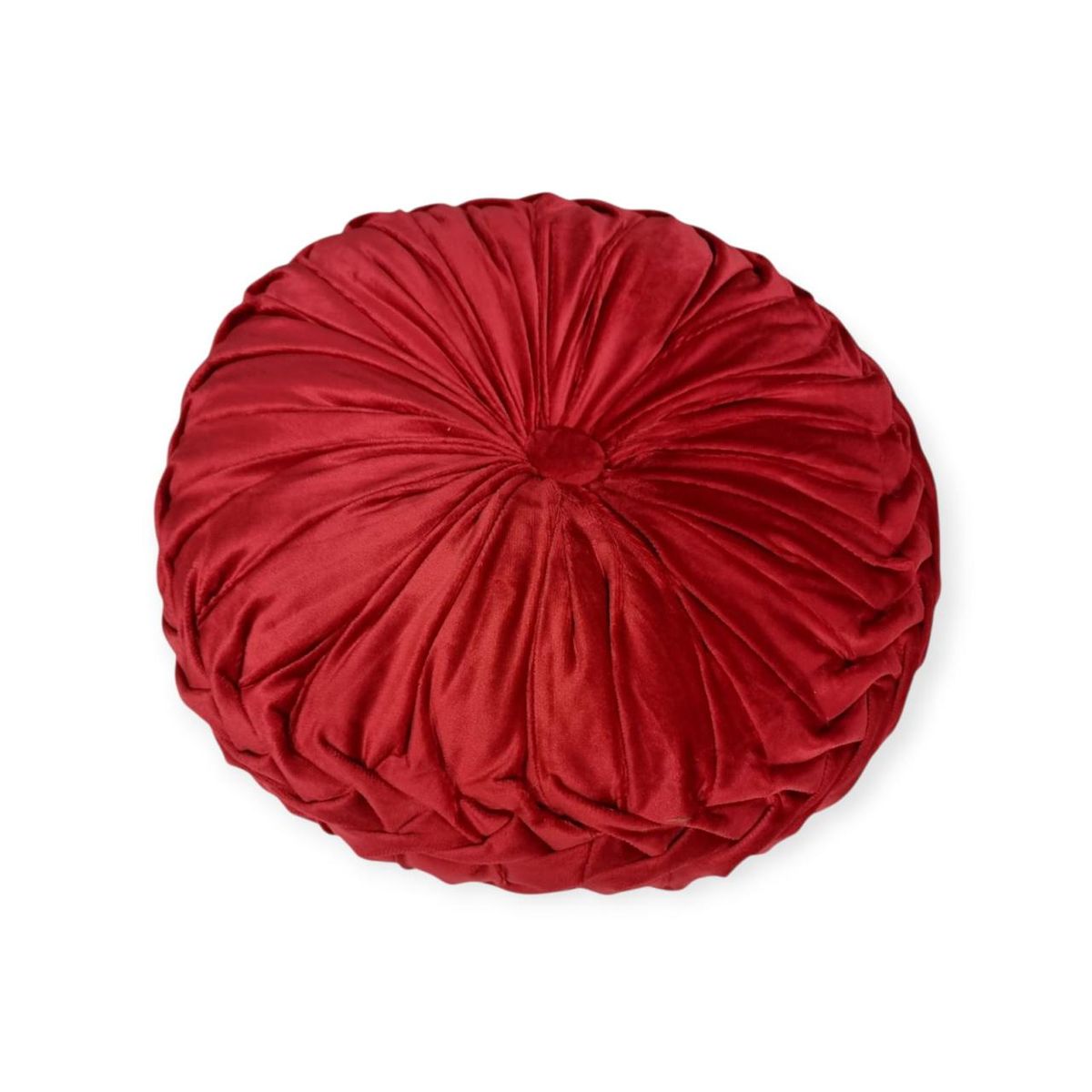 GENERICO - Cojín de Terciopelo Redondo Diametro 38 Cm color Rojo