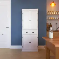HOMIMAD - Despensa Multiuso Blanca 4 Puertas con Cajón Organizador – Mueble Auxiliar de Cocina Alto