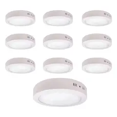 GENERICO - Pack10 Foco Panel Led Plafon Sobrepuesto Redondo 6w Luz Frio