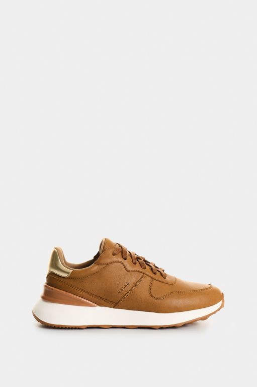 Vélez Zapatilla Tenis Cuero Y Folia Mujer Cooper Miel