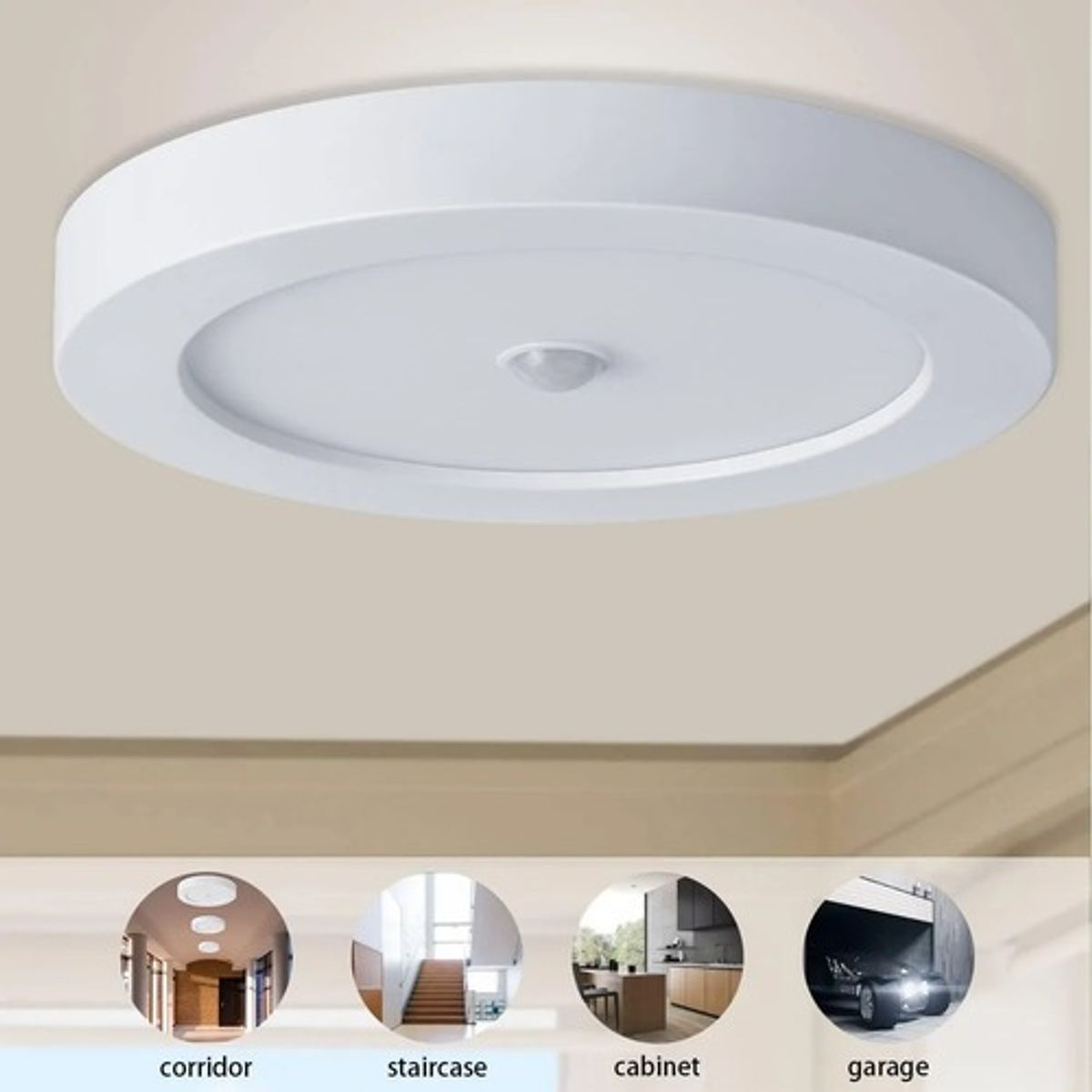 GENERICO - Panel Plafon Led Sobrepuesto Redondo 18w Sensor Movimiento