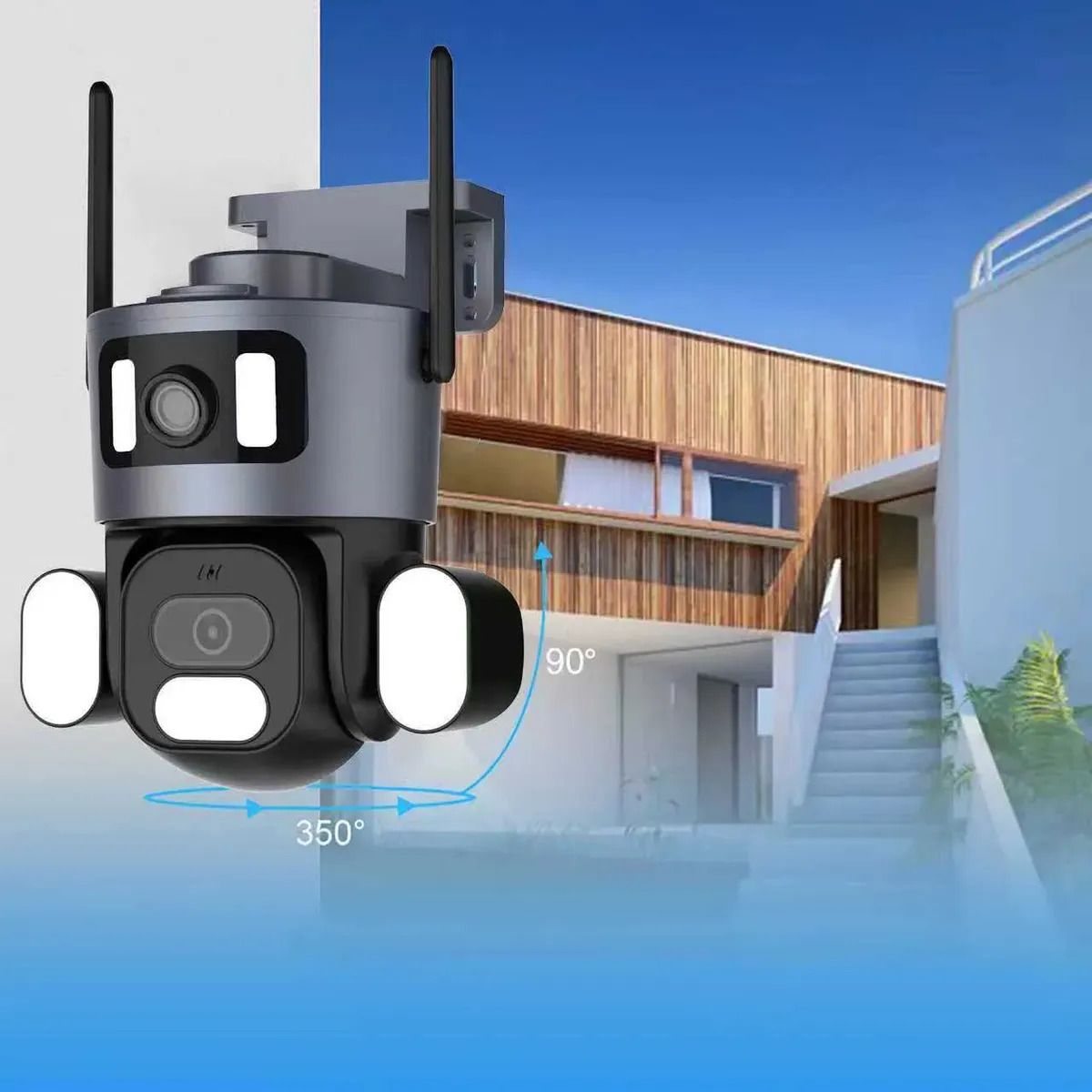 GENERICO - Cámara De Seguridad Exterior Doble Lente App Yoosee Negro