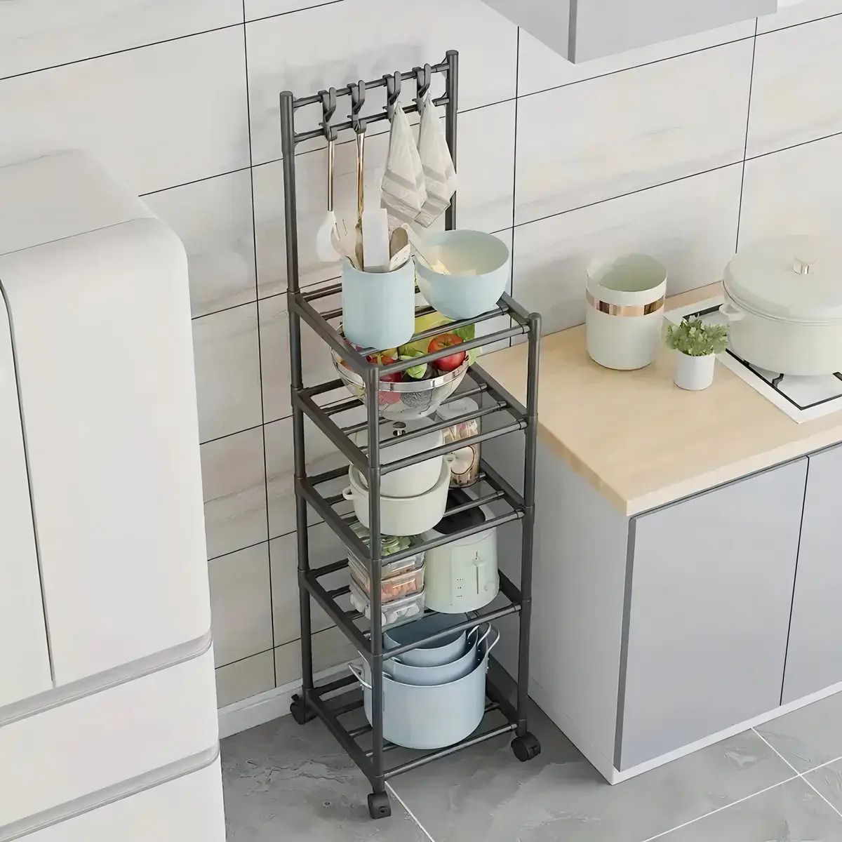 GENERICO - Estante Organizador De 5 Niveles De Cocina Baño Color Negro