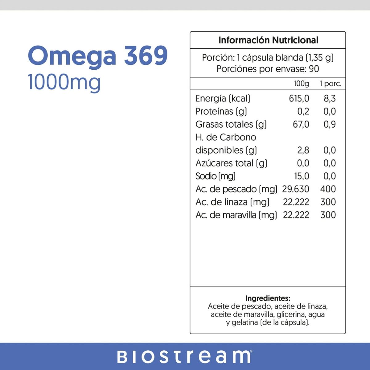GENERICO - Omega 369 1000mg - 90 Caps - Biostream
