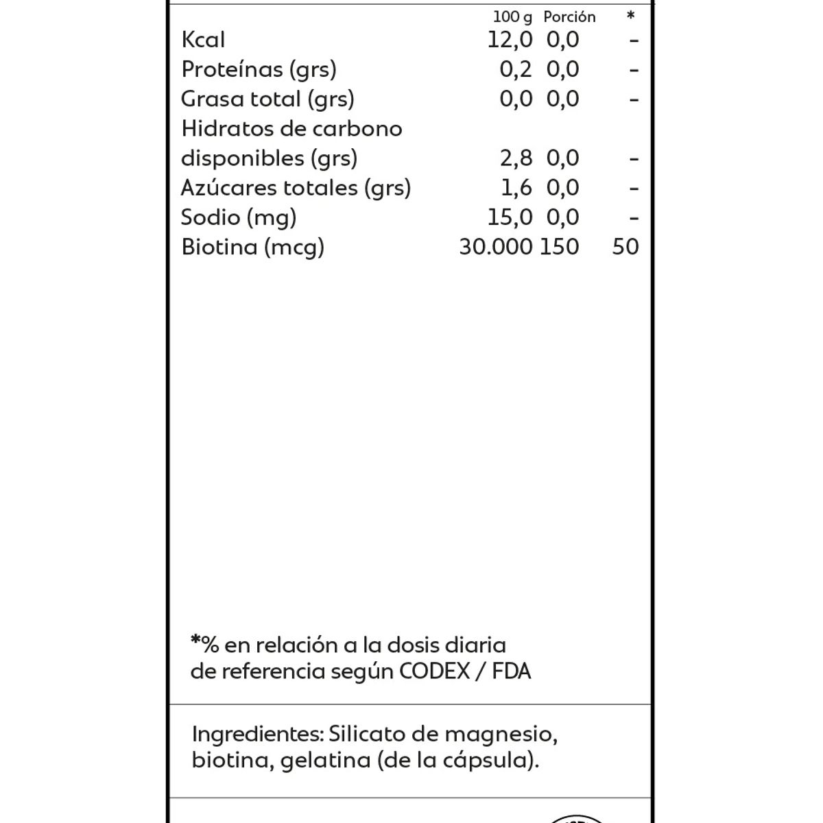 GENERICO - Biotina - 120 Caps  - Mind Nutrition