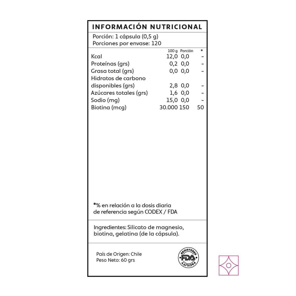 GENERICO - Biotina - 120 Caps  - Mind Nutrition